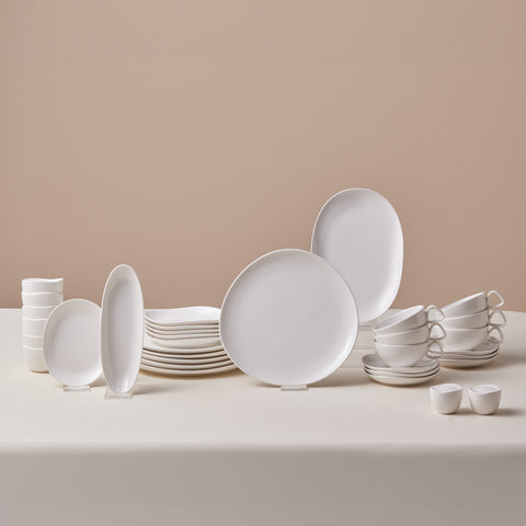 Karaca Stream Bone Middle Service Petit-Déjeuner 34 Pièces pour 6 Personnes – Blanc