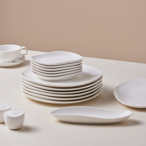 Karaca Stream Bone Middle Service Petit-Déjeuner 34 Pièces pour 6 Personnes – Blanc