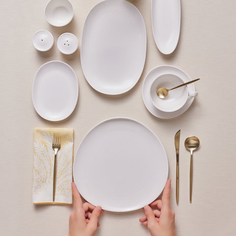 Karaca Stream Bone Middle Service Petit-Déjeuner 34 Pièces pour 6 Personnes – Blanc