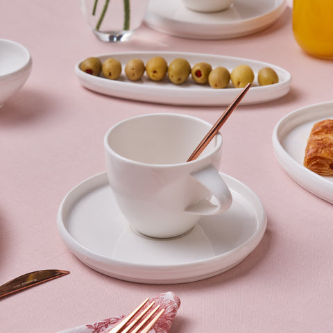 Karaca Stream Bone Sunset, Service de petit-déjeuner 34 pièces pour 6 personnes, Blanc