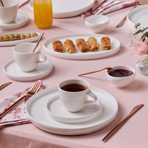 Karaca Stream Bone Sunset, Service de petit-déjeuner 34 pièces pour 6 personnes, Blanc