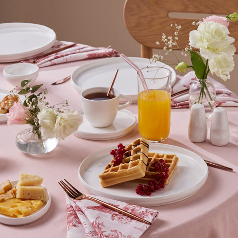 Karaca Stream Bone Sunset, Service de petit-déjeuner 34 pièces pour 6 personnes, Blanc