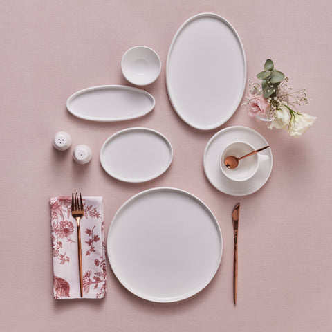 Karaca Stream Bone Sunset, Service de petit-déjeuner 34 pièces pour 6 personnes, Blanc