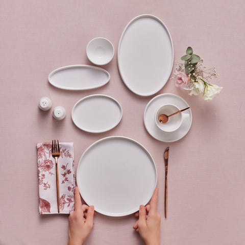 Karaca Stream Bone Sunset, Service de petit-déjeuner 34 pièces pour 6 personnes, Blanc
