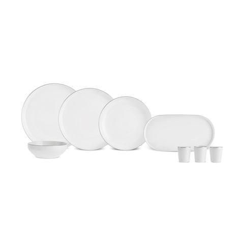 Karaca Stream Bone Saturn – Service de table Platine 53 pièces pour 12 personnes