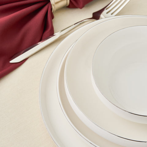 Karaca Stream Bone Saturn – Service de table Platine 53 pièces pour 12 personnes