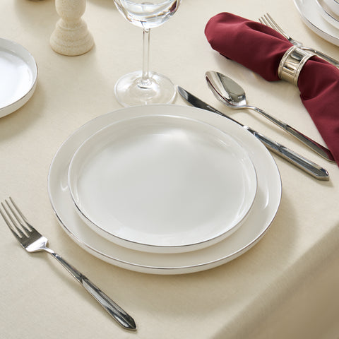 Karaca Stream Bone Saturn – Service de table Platine 53 pièces pour 12 personnes
