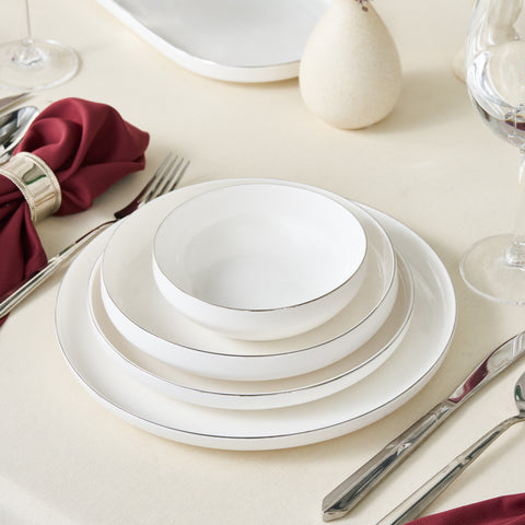 Karaca Stream Bone Saturn – Service de table Platine 53 pièces pour 12 personnes