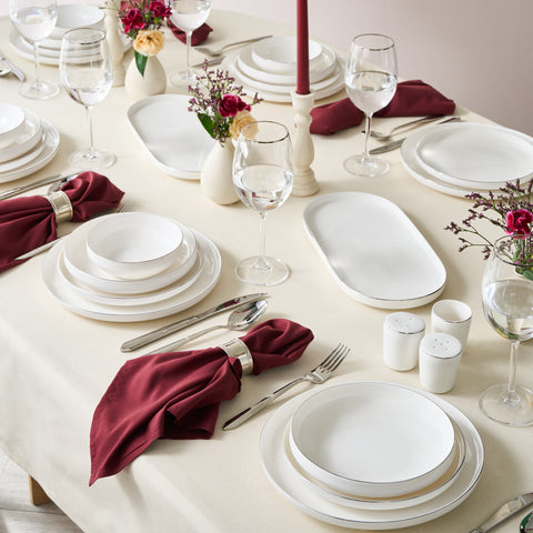 Karaca Stream Bone Saturn – Service de table Platine 53 pièces pour 12 personnes