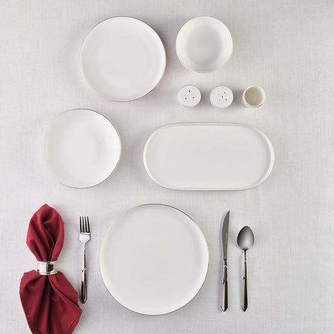 Karaca Stream Bone Saturn – Service de table Platine 53 pièces pour 12 personnes