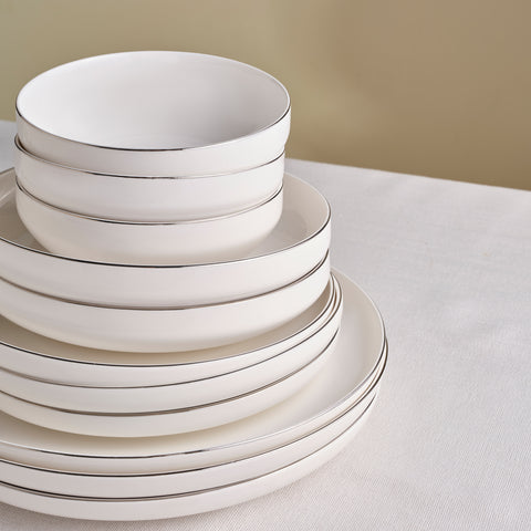 Karaca Stream Bone Saturn – Service de table Platine 53 pièces pour 12 personnes