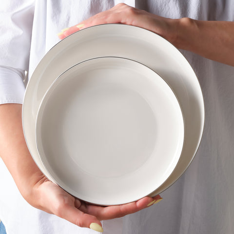 Karaca Stream Bone Saturn – Service de table Platine 53 pièces pour 12 personnes