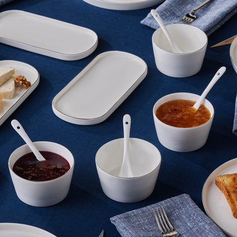 Karaca Forever Bone Bomo Service Petit-Déjeuner 22 Pièces pour 6 Personnes – Platine