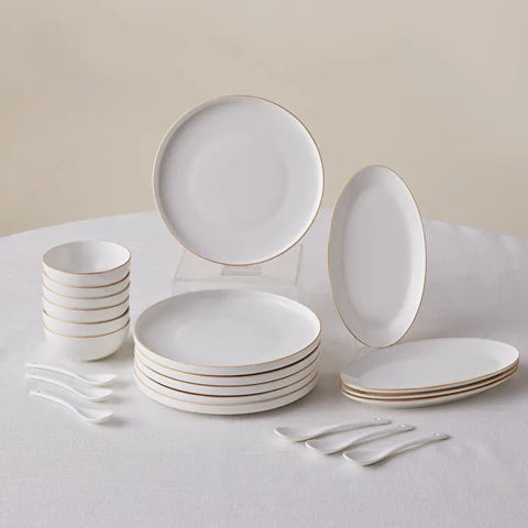 Karaca Forever Bone Fika Ensemble De Petit-Déjeuner 22 Pièces Pour 6 Personnes Or