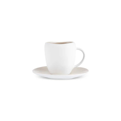 Karaca Earth Collection New Cupid Glaçure Réactive Ensemble de Tasse à Café Turc Espresso, 90 ml, 1 Personne, Beige Blanc