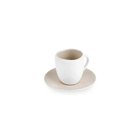 Karaca Earth Collection New Cupid Glaçure Réactive Ensemble de Tasse à Café Turc Espresso, 90 ml, 1 Personne, Beige Blanc