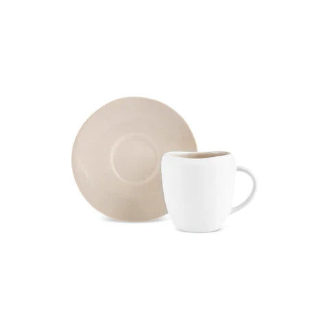 Karaca Earth Collection New Cupid Glaçure Réactive Ensemble de Tasse à Café Turc Espresso, 90 ml, 1 Personne, Beige Blanc