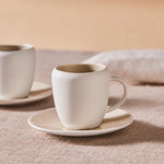 Karaca Earth Collection New Cupid Glaçure Réactive Ensemble de Tasse à Café Turc Espresso, 90 ml, 1 Personne, Beige Blanc