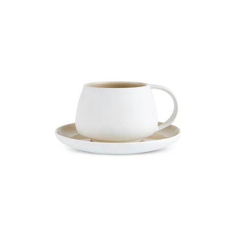 Karaca Earth Collection New Cupid Service à Thé 2 Pièces à Glaçure Réactive, 300 ml, 1 Personne, Beige Blanc