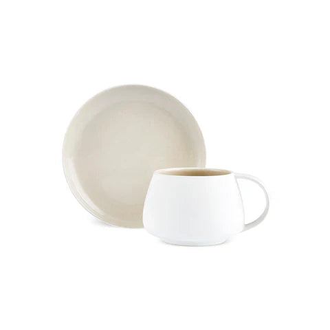 Karaca Earth Collection New Cupid Service à Thé 2 Pièces à Glaçure Réactive, 300 ml, 1 Personne, Beige Blanc