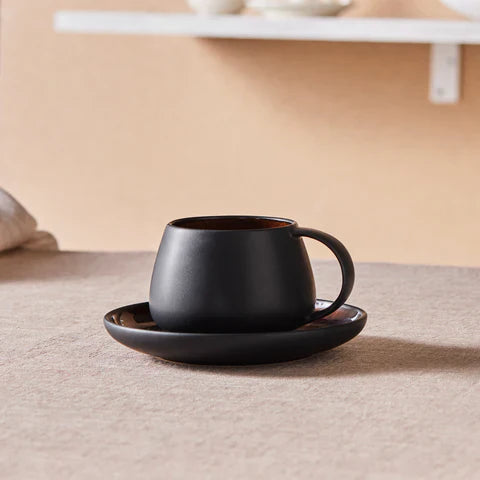 Karaca Earth Collection New Galactic Service à Thé 2 Pièces à Glaçure Réactive, 300 ml, Noir