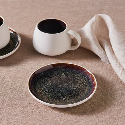 Karaca Earth Collection New Galactic Service à Thé 2 Pièces à Glaçure Réactive, 300 ml, Blanc