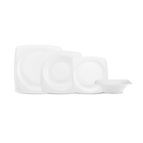 Karaca Square Bone Mensa, Service de Table 24 pièces pour 6 personnes, Blanc