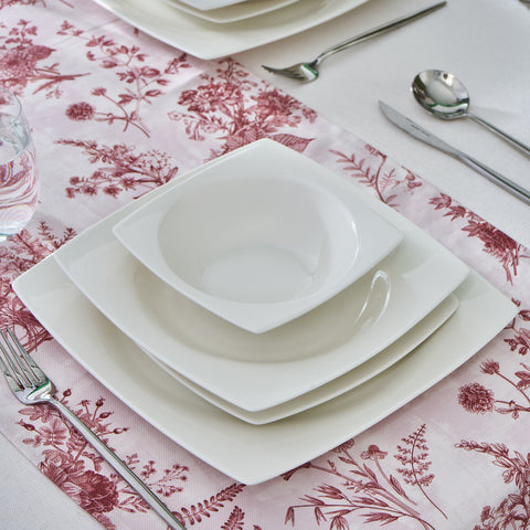 Karaca Square Bone Mensa, Service de Table 24 pièces pour 6 personnes, Blanc
