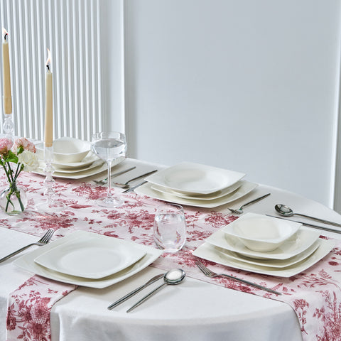 Karaca Square Bone Mensa, Service de Table 24 pièces pour 6 personnes, Blanc
