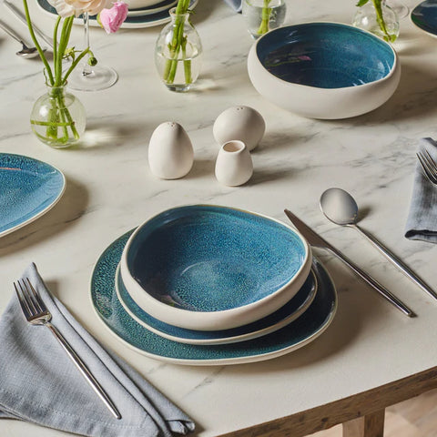 Karaca Earth Collection New Galactic Oscar Reactive Glaze 55-pièces Service de table pour 12 personnes, Multi