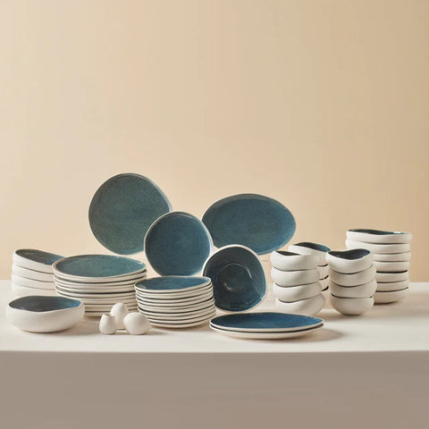 Karaca Earth Collection New Galactic Oscar Reactive Glaze 55-pièces Service de table pour 12 personnes, Multi
