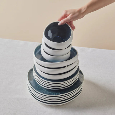 Karaca Earth Collection New Galactic Oscar Reactive Glaze 55-pièces Service de table pour 12 personnes, Multi
