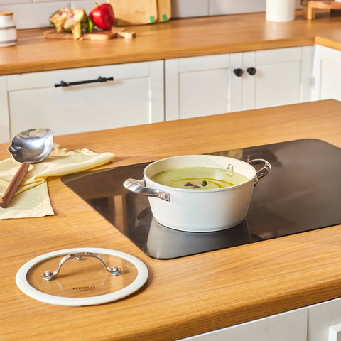 Karaca Swiss Crystal Almond Cream – Casserole avec poignée en acier inoxydable 18 cm