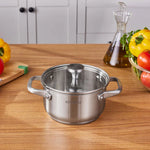 Casserole à induction en acier inoxydable Karaca Elite avec couvercle, 16 cm, argent