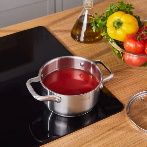 Casserole à induction en acier inoxydable Karaca Elite avec couvercle, 16 cm, argent