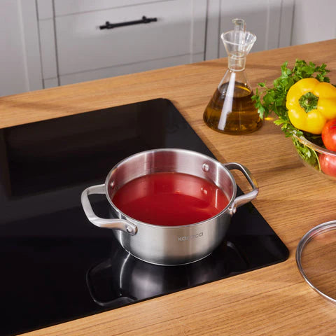 Casserole à induction en acier inoxydable Karaca Elite avec couvercle, 18 cm, argent