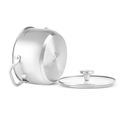 Karaca Elite – Marmite en acier inoxydable avec couvercle, compatible induction, 22 cm, argent