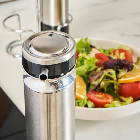 Karaca Stellum Ensemble de 3 Bouteilles en Verre pour Huile et Vinaigre, Inox