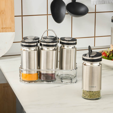 Karaca Stellum, ensemble de 6 pots à épices, inox