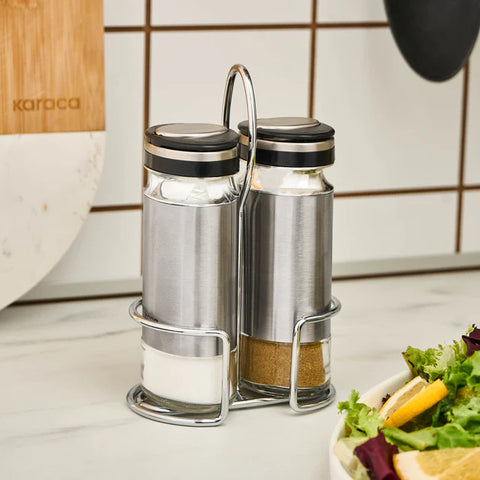 Karaca Stellum, Ensemble de 3 pièces Salière et Poivrière, Inox