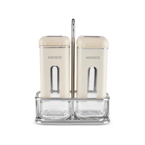 Karaca Luminous, Ensemble de 3 pièces Salière et Poivrière, Crème