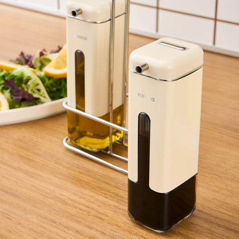 Karaca Luminous Ensemble de 3 Bouteilles en Verre pour Huile et Vinaigre, Inox