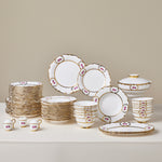 Karaca Royal Bone China Elizabeth Service de Table 55 Pièces pour 12 Personnes, Or