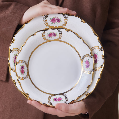 Karaca Royal Bone China Elizabeth Service de Table 55 Pièces pour 12 Personnes, Or