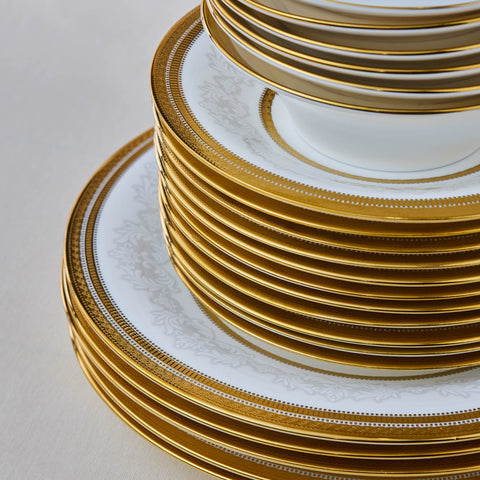 Karaca Royal Bone China Charlotte Service de Table 55 Pièces pour 12 Personnes, Or