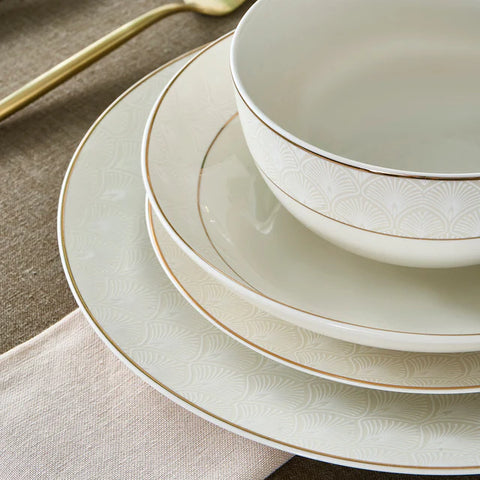 Karaca Elegance Bone Mandarin Service de table 53 pièces pour 12 personnes Or