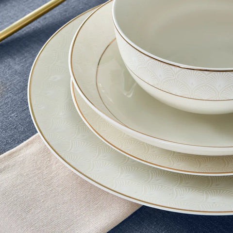 Karaca Elegance Bone Mandarin Service de table 53 pièces pour 12 personnes Or