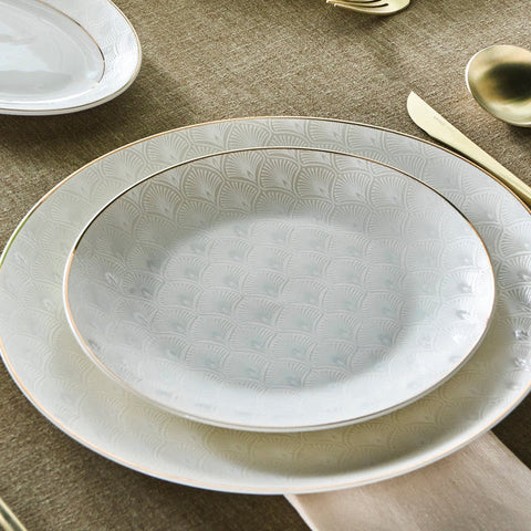 Karaca Elegance Bone Mandarin Service de table 53 pièces pour 12 personnes Or