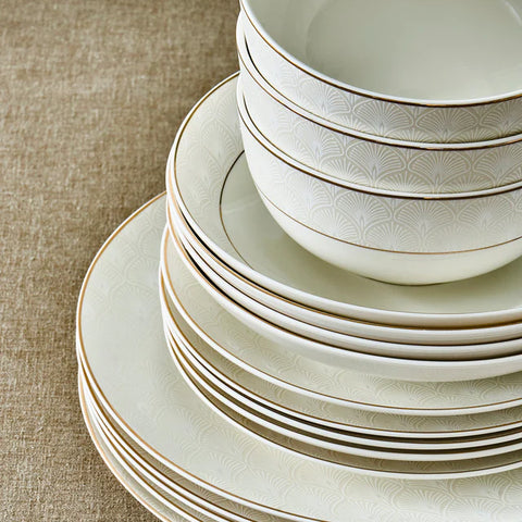 Karaca Elegance Bone Mandarin Service de table 53 pièces pour 12 personnes Or