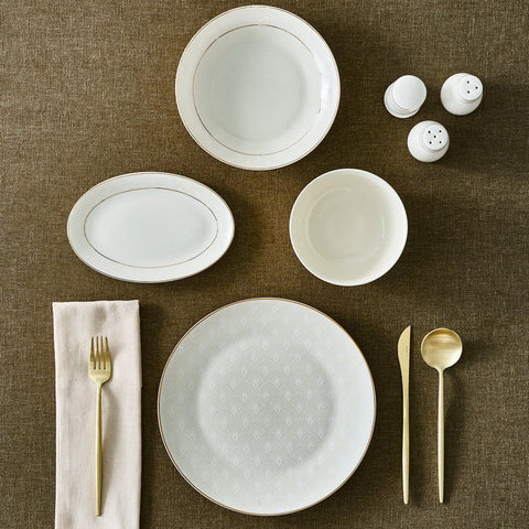 Karaca Elegance Bone Mandarin Service de table 53 pièces pour 12 personnes Or